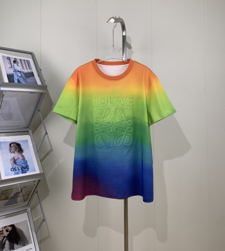 Loewe 3D Logo Rainbow Rendered T-shirt Couple Loose Cotton Short Sleeve