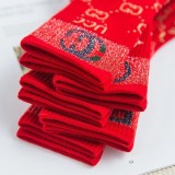 LOUIS VUITTON/Gucci/FendiClassic LV Logo Embroidery Cotton Socks Fashion Casual Socks 5 Pairs/Box