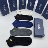 Dior Classic Logo Embroidery Cotton Socks Fashion Casual Socks 5 Pairs/Box