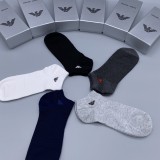 ARMANI Classic Logo Embroidery Cotton Socks Fashion Casual Socks 5 Pairs/Box