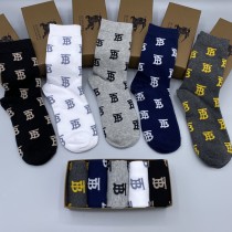 Burberry Classic Logo Embroidery Cotton Socks Fashion Casual Socks 5 Pairs/Box