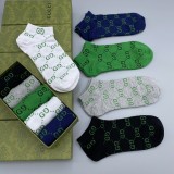 Gucci Classic Logo Embroidery Cotton Socks Fashion Casual Socks 5 Pairs/Box