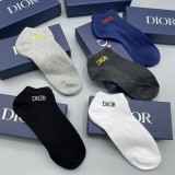 Dior Classic Logo Embroidery Cotton Socks Fashion Casual Socks 5 Pairs/Box