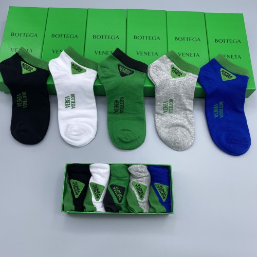 Bottega Veneta Classic Logo Embroidery Cotton Socks Fashion Casual Socks 5 Pairs/Box