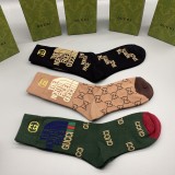 Gucci x The North Face Classic Logo Embroidery Cotton Socks Fashion Casual Socks 3 Pairs/Box
