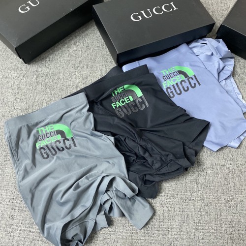 Gucci Classic Fashion Boxer Briefs Breathable Dyeing Glue Paste Print Underwear 3 Pieces/Box