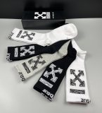Off White Fashion Casual Cotton Embroidery Logo Socks Jacquard Letter Medium Tube Calf Socks 5 Pairs