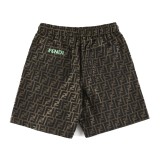 FENDI Unisex Classic Full Logo Print Cotton Shorts Causal Jacquard Shorts