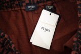 FENDI Unisex Classic Full Logo Print Cotton Shorts Causal Loose Jacquard Shorts