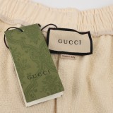 Gucci Unisex Classic Orange Double GG Embroidery Five Points Cotton Shorts Causal Jacquard Denim Shorts