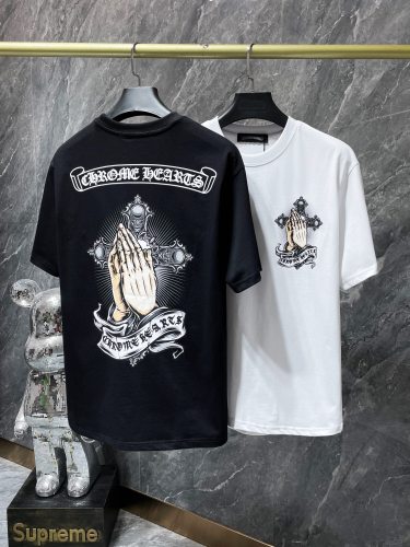 Chrome Hearts Palm Sanskrit Cross Short Sleeve Fashion Cotton Casual T-shirt