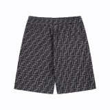 FENDI Unisex Classic Full Logo Print Cotton Shorts Causal Loose Jacquard Shorts