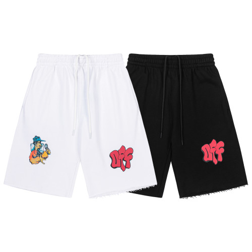 Off White High Street Cotton Shorts Couple Cartoon Printed Casual Shorts