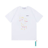 Off White Graffiti Arrow Print Short Sleeve Unisex Cotton Loose T-shirt
