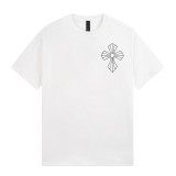 Chrome Hearts Hot Diamond Angel Wings Cross Short Sleeve T-shirt