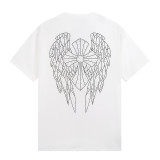 Chrome Hearts Hot Diamond Angel Wings Cross Short Sleeve T-shirt