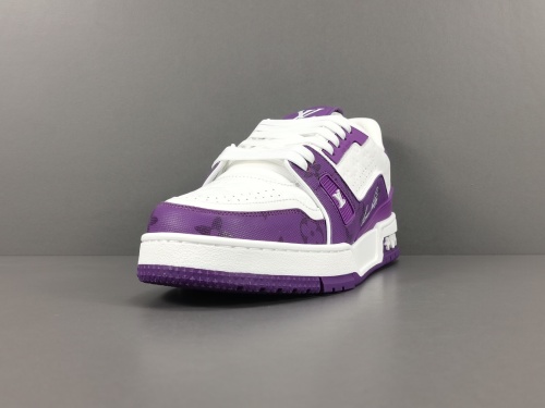 Louis Vuitton LV Trainer Men Casual Chessboard Fashion Cricket Shoes Purple