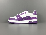Louis Vuitton LV Trainer Men Casual Chessboard Fashion Cricket Shoes Purple