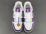 Louis Vuitton LV Trainer Men Casual Chessboard Fashion Cricket Shoes Purple