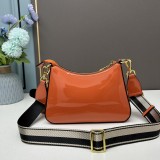 Prada Lacquer Leather Crossbody Bag Adjustable Shoulder Straps Size：24.5*15*7 CM