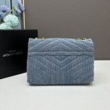Yves Saint Laurent Denim Small Fragrant Style Shoulder Bag Size：25*14*9 CM