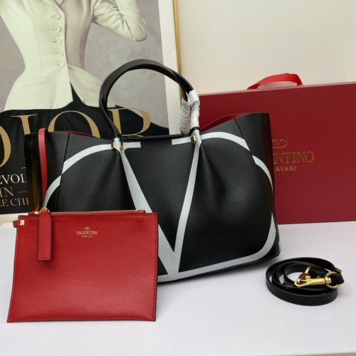 Valentino Garavani Escape Calf Leather Shopping Bag Two Sizes