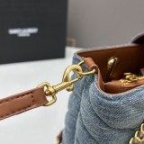 Yves Saint Laurent Puffer Washed Denim Bag Size：26*20*7 CM