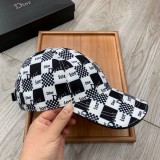 Dior Fashion Checkerboard Logo Print Baseball Cap Hat