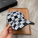 Dior Fashion Checkerboard Logo Print Baseball Cap Hat