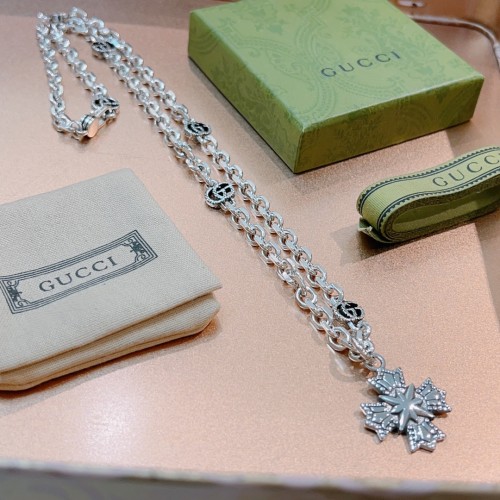 Gucci Anger Forest Double G Vintage Classic Collection Cross  Necklace