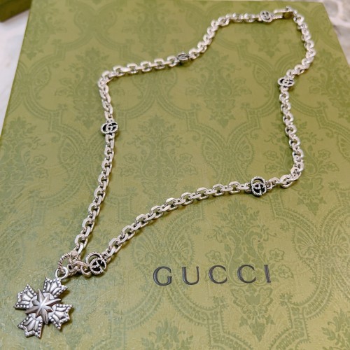 Gucci Anger Forest Double G Vintage Classic Collection Cross  Necklace