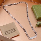 Gucci Anger Forest Double G Classic Retro Punk Silver Necklace