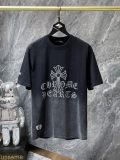 Chrome Hearts Heavy Sanskrit Cross Drill Gradient Wash Short Sleeves