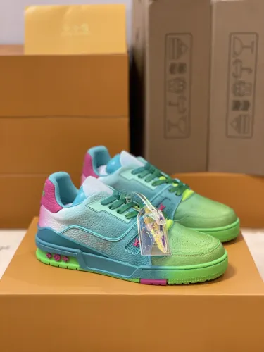 Louis Vuitton Trainer Fashion Monogram Shoes Unisex Rendering Colorful Tie-Dye Sneakers Virgil Abloh