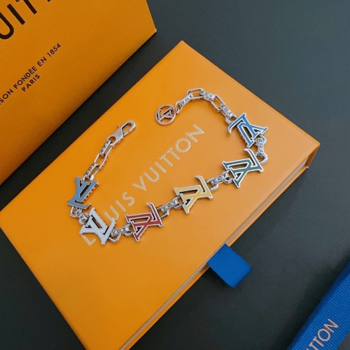 Louis Vuitton Retro Couple Rock Punk Silver Style Bracelet 22CM