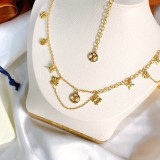 Louis Vuitton Blooming Classic Circle Monogram Flower Pendant Necklace And Bracelet Set 2/Piece