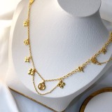 Louis Vuitton Blooming Classic Circle Monogram Flower Pendant Necklace And Bracelet Set 2/Piece