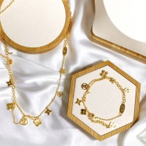 Louis Vuitton Blooming Classic Circle Monogram Flower Pendant Necklace And Bracelet Set 2/Piece