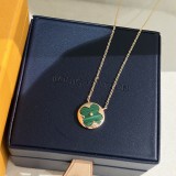 Louis Vuitton Fashion Peacock Green Four-Leaf Clover Necklace