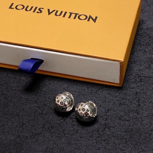 Louis Vuitton Classic Monogram Round Ball Stud Earrings