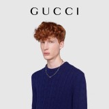 Gucci Interlocking Double G Fine Enamel Silver Necklace