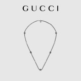 Gucci Interlocking Double G Fine Enamel Silver Necklace