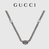 Gucci Interlocking Double G Fine Enamel Silver Necklace