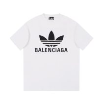 Blaenciaga & Adidas Logo Printed T-shirt Unisex Loose Cotton Short Sleeves