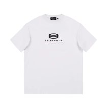 Balenciaga Double Ring Letter Logo Printed T-shirt Couple Round Neck Cotton Short Sleeve