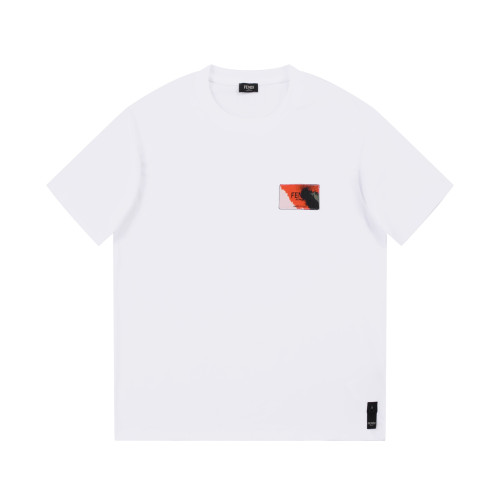 Fendi Logo Label Round Neck Short Sleeve Couple Versatile Cotton T-shirt