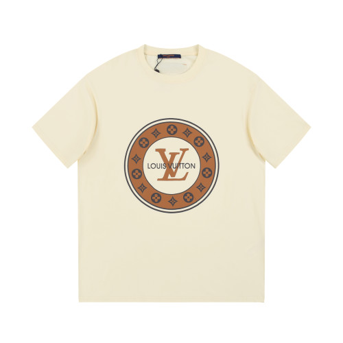 Louis Vuitton Circular Logo Print T-shirt Classic Round Neck Short Sleeve
