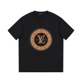 Louis Vuitton Circular Logo Print T-shirt Classic Round Neck Short Sleeve