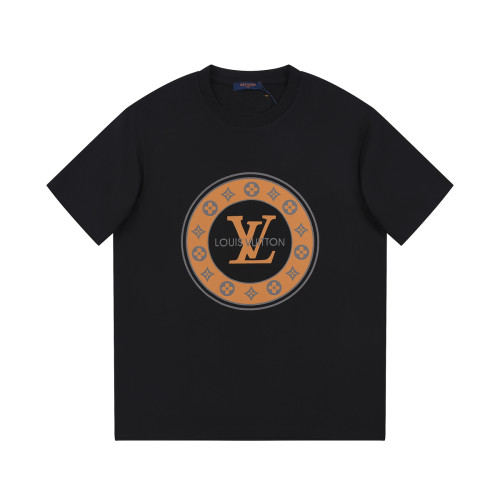 Louis Vuitton Circular Logo Print T-shirt Classic Round Neck Short Sleeve