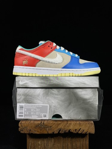 Nike Dunk Low Retro PRM Year Of Rabbit Blue Ogange Gream Unisex Classic Casual Board Shoes Sneakers